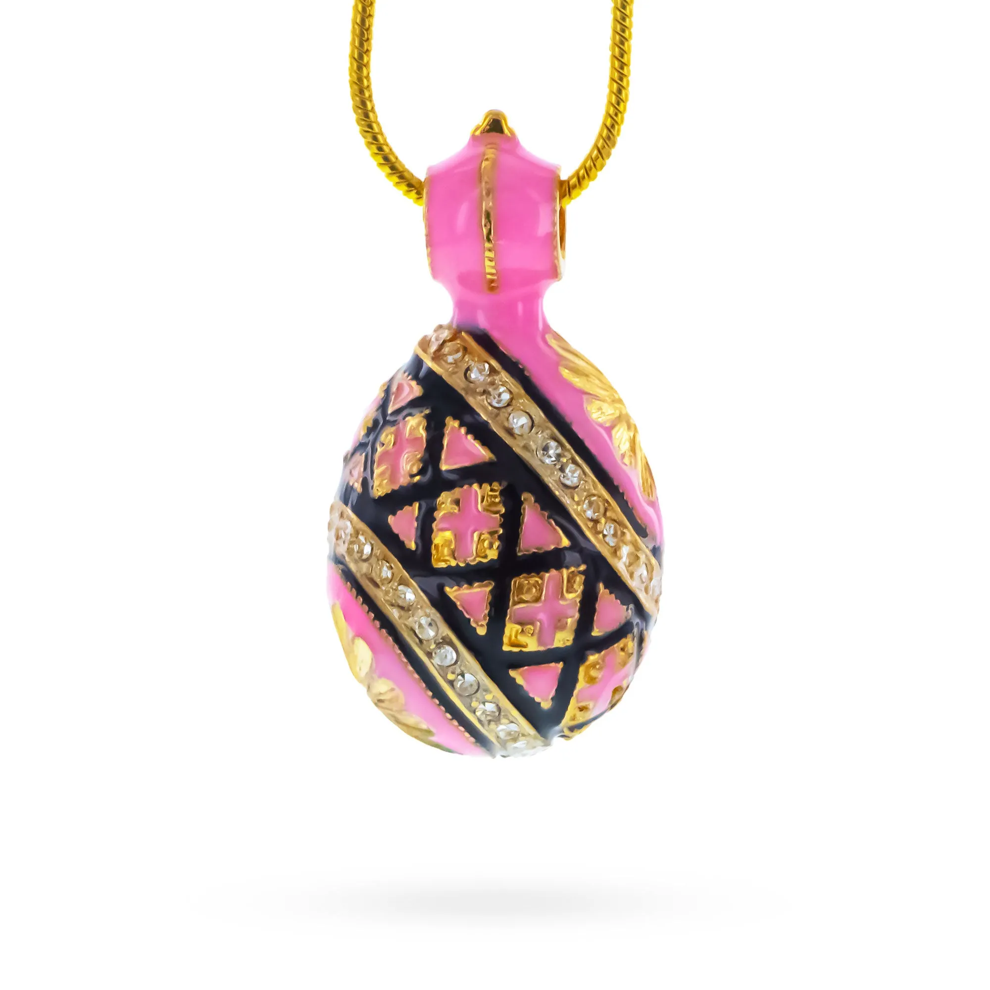 Royal Pink Enameled Egg Pendant Necklace