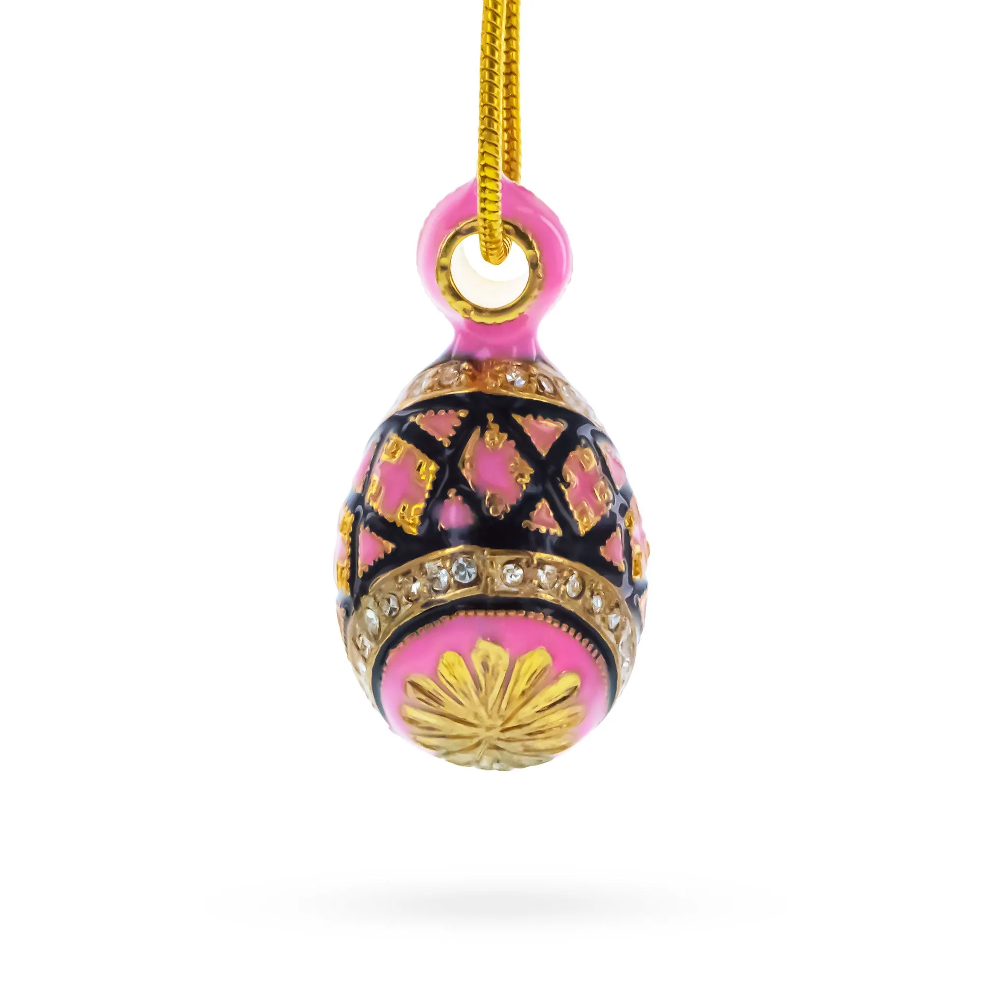 Royal Pink Enameled Egg Pendant Necklace
