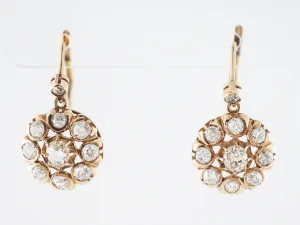 **RTV 1/9/2019**Vintage Earrings Victorian 2.80 Old Mine & Round Brilliant Cut Diamonds in 18k Yellow Gold