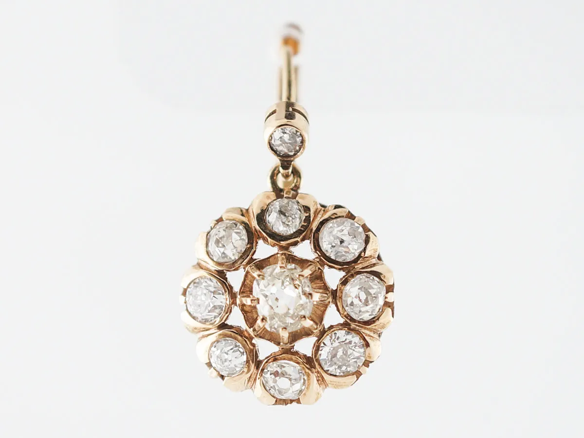 **RTV 1/9/2019**Vintage Earrings Victorian 2.80 Old Mine & Round Brilliant Cut Diamonds in 18k Yellow Gold