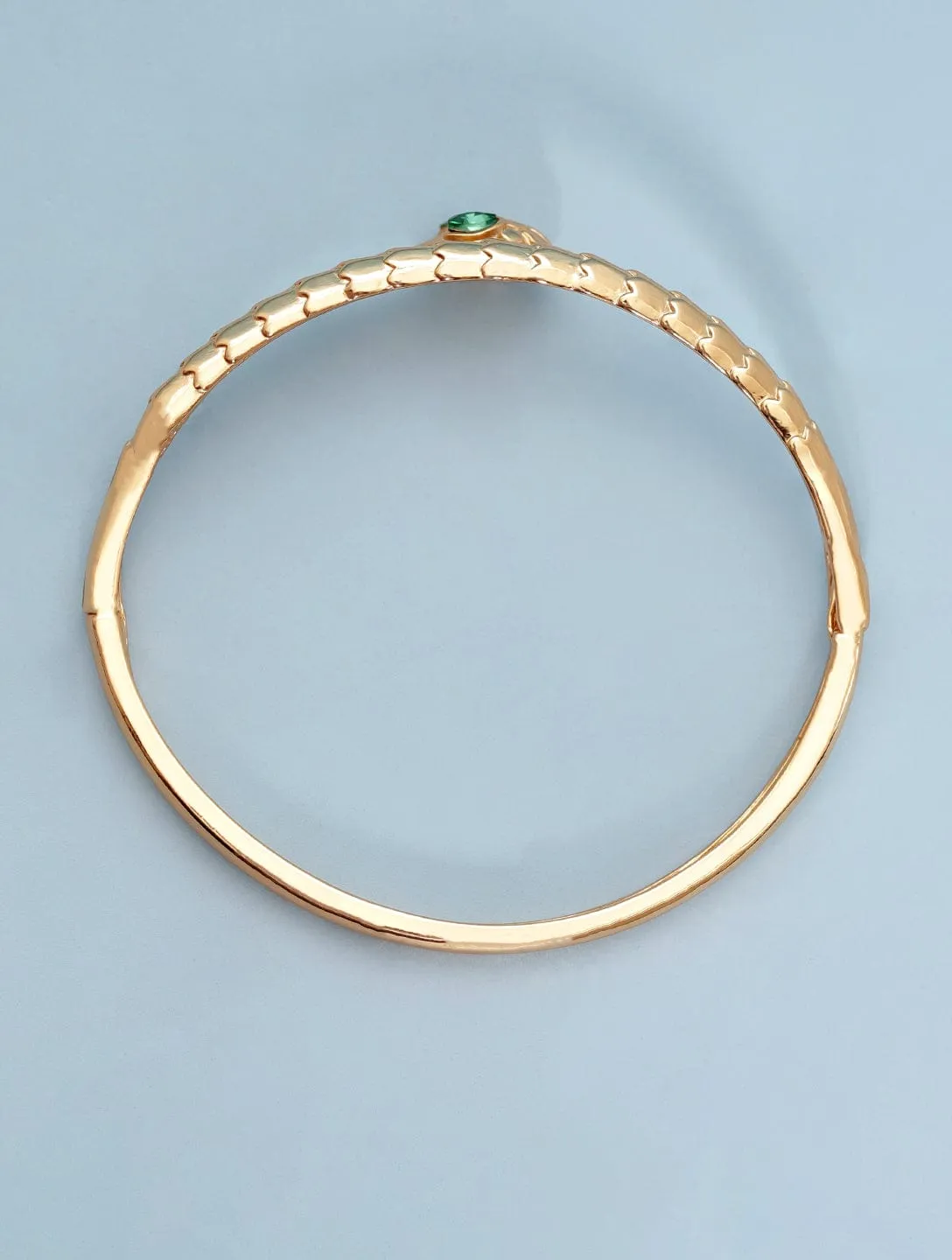 Rubans Voguish Enchanting Serpent 13K Gold Plated Emerald Zirconia Bracelet