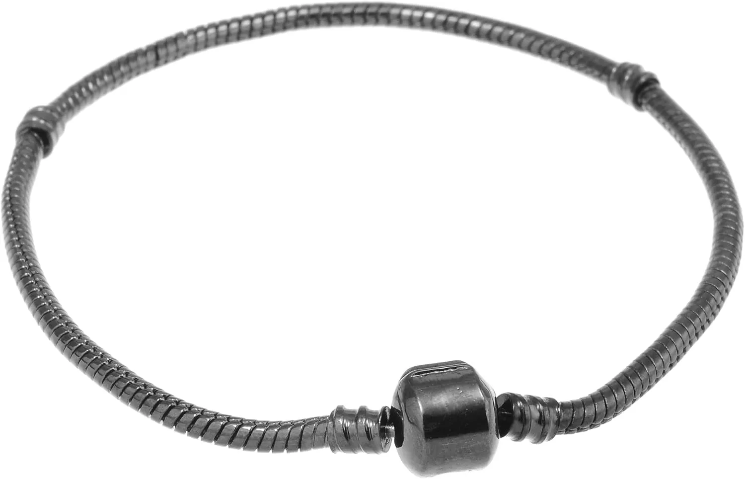 RUBYCA 10pcs 7.9" Gunmetal Black Clasp European Snake Chain Charm Bracelet fit Charm Beads DIY Gift