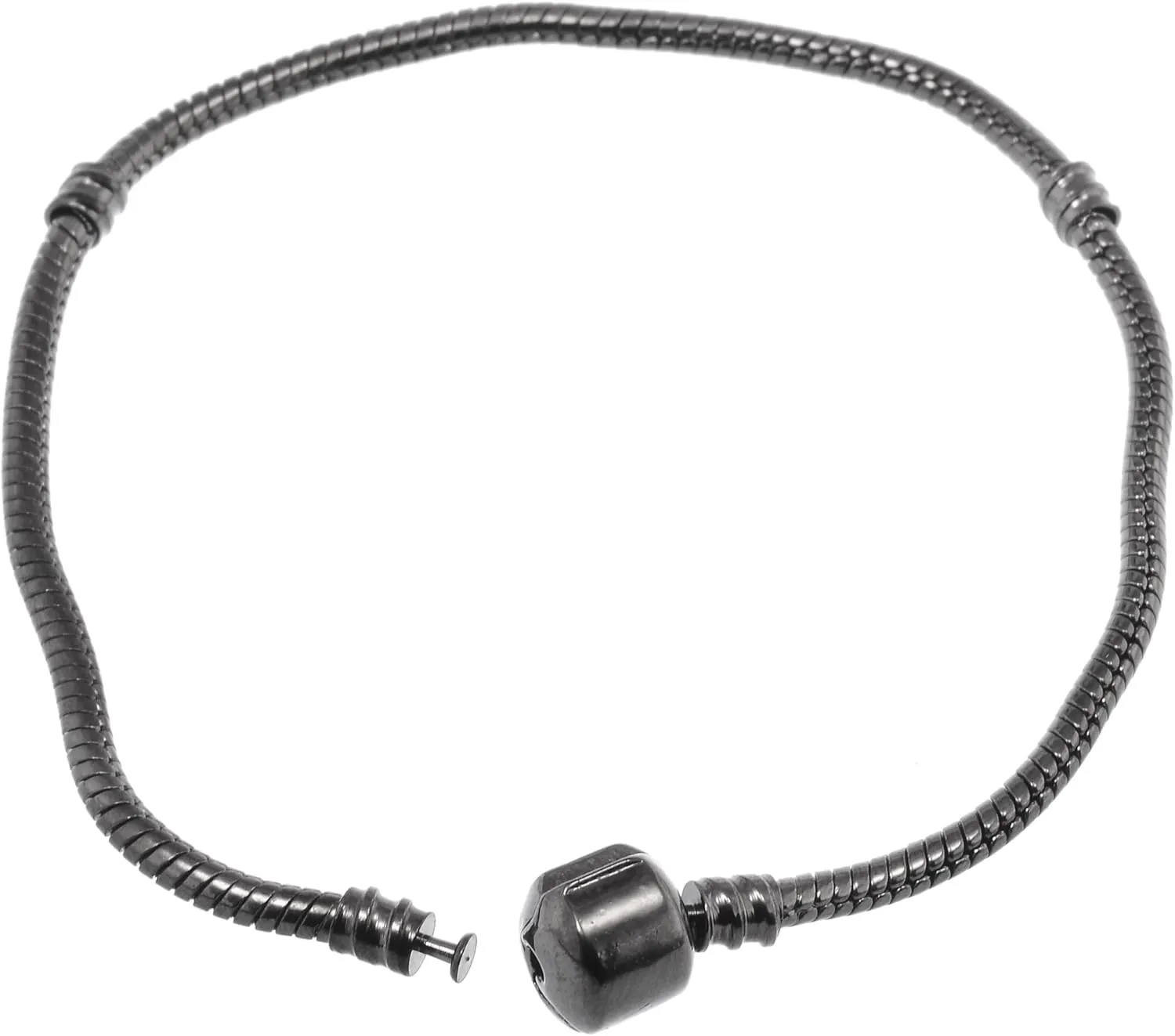RUBYCA 10pcs 7.9" Gunmetal Black Clasp European Snake Chain Charm Bracelet fit Charm Beads DIY Gift