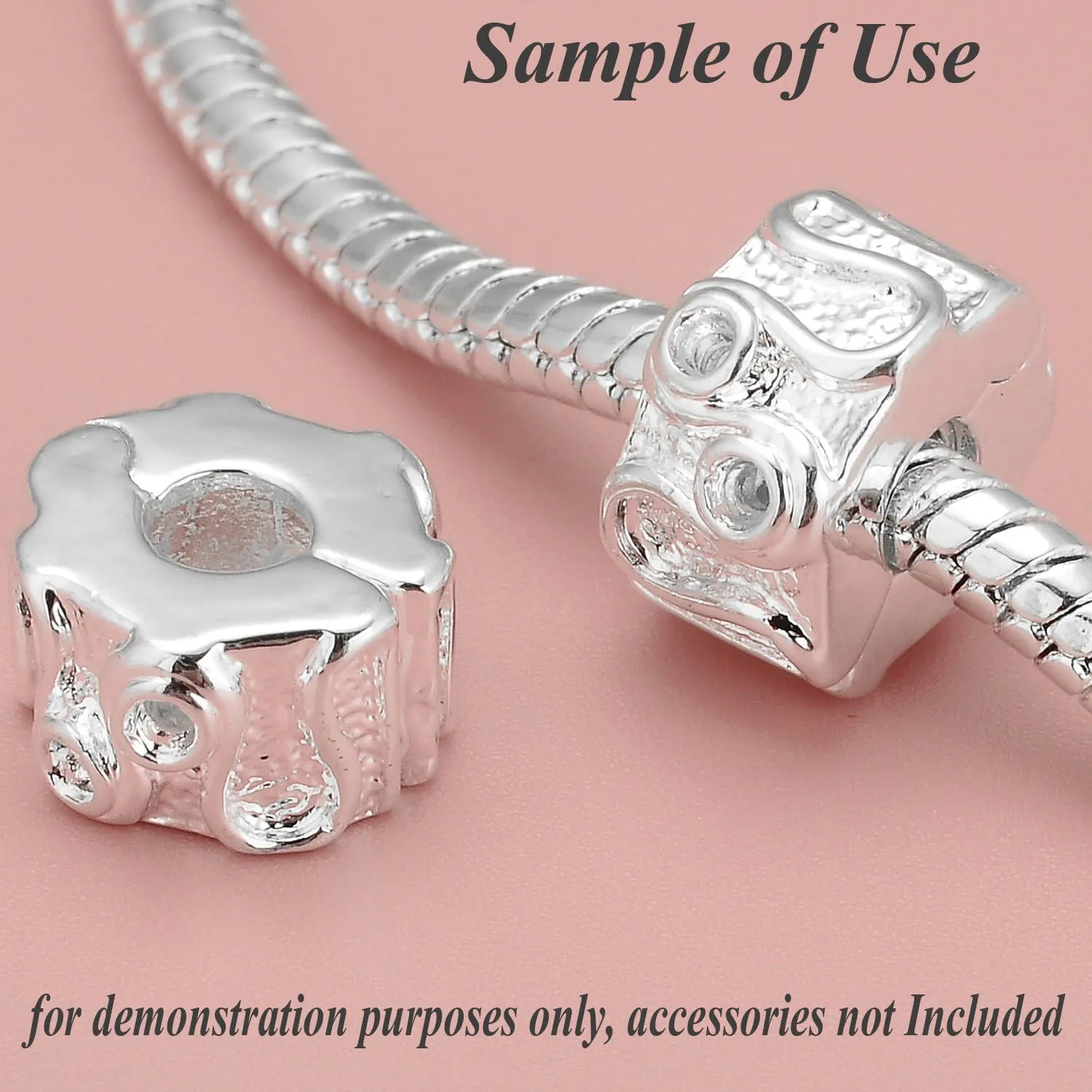 RUBYCA 10pcs 8.3" White Silver Plated Clasp European Snake Chain Charm Bracelet fit Charm Beads DIY