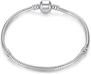 RUBYCA 10pcs 8.3" White Silver Plated Clasp European Snake Chain Charm Bracelet fit Charm Beads DIY