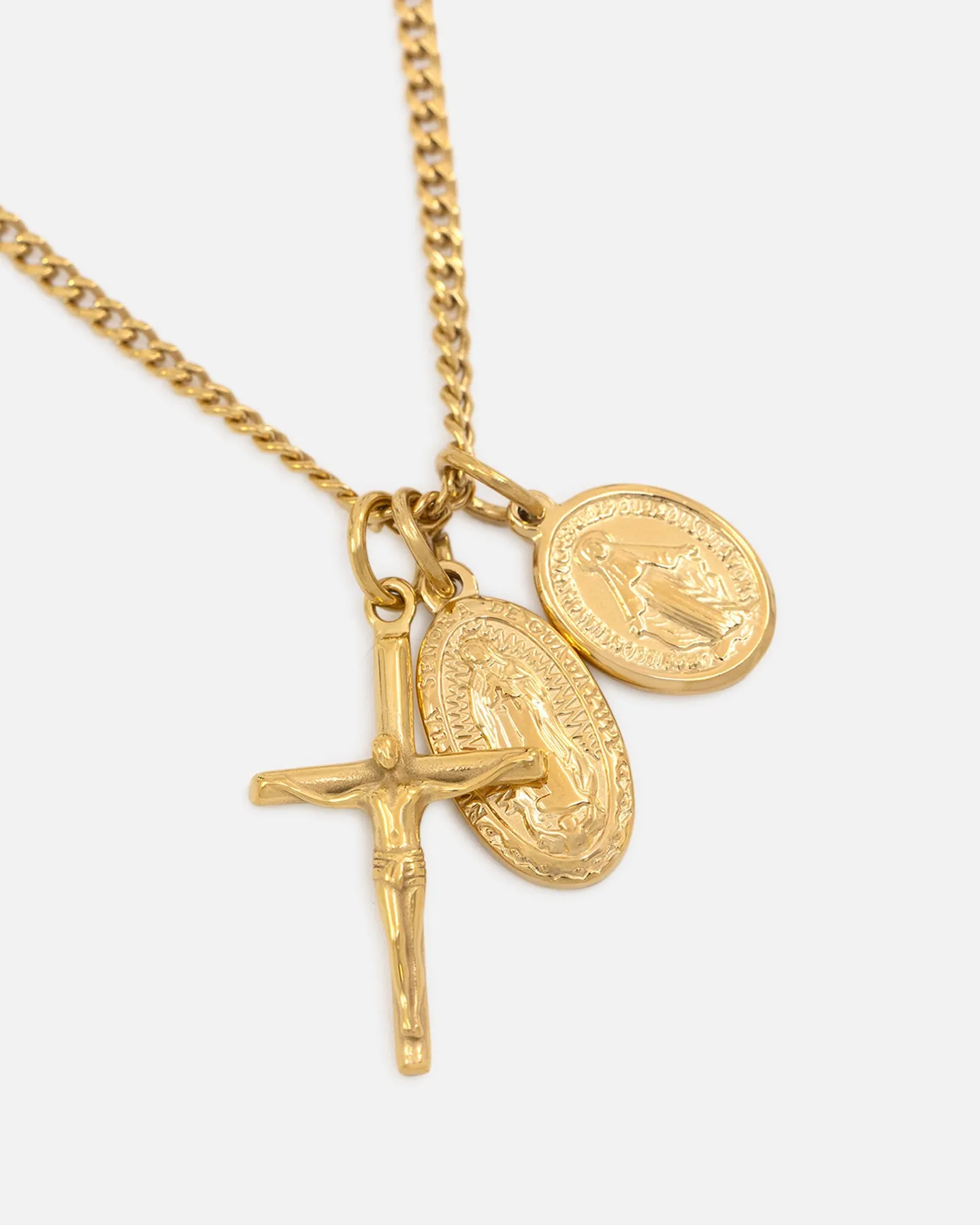Saint Morta Holy Stacked 3mm Cuban Chain Necklace Gold