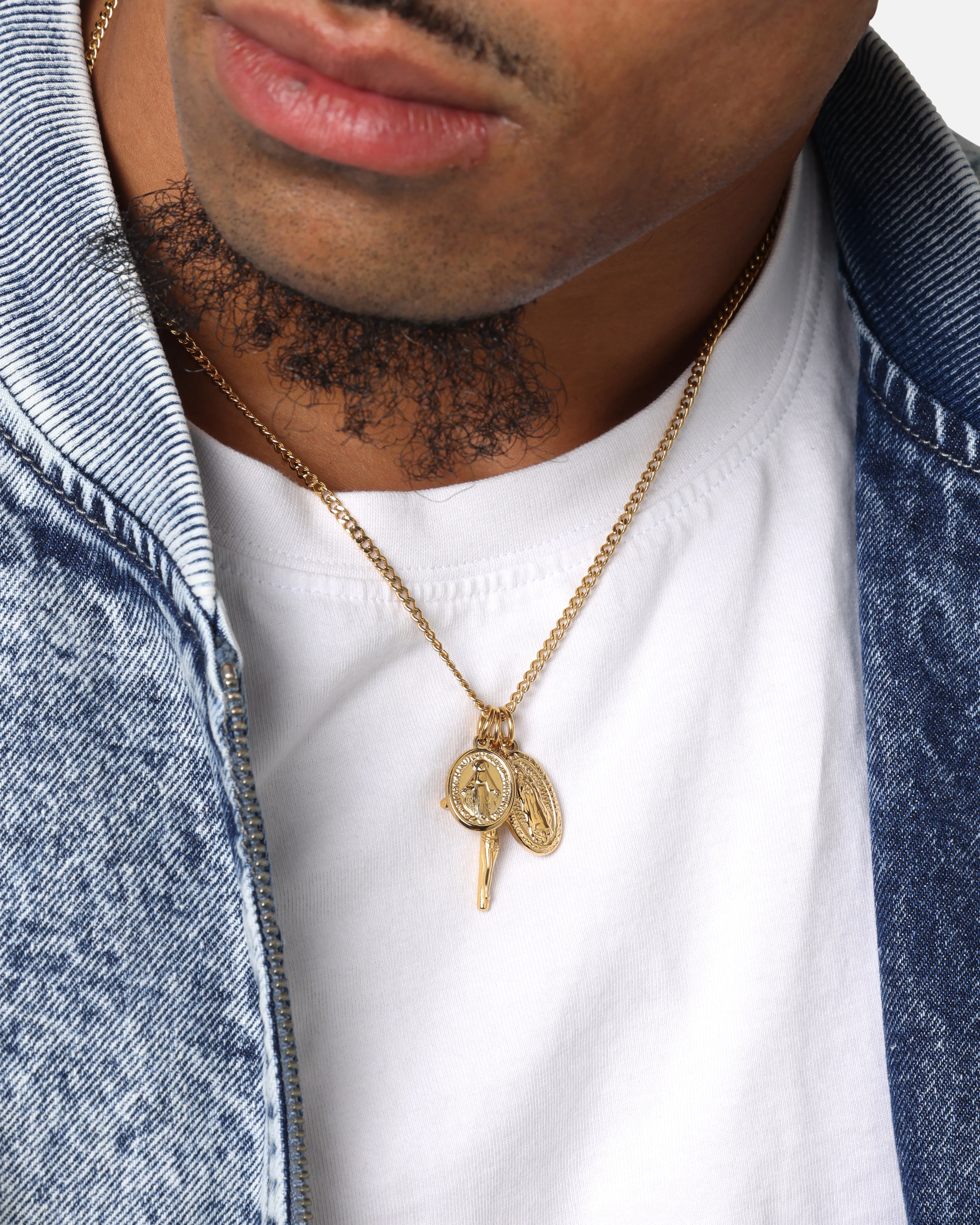 Saint Morta Holy Stacked 3mm Cuban Chain Necklace Gold