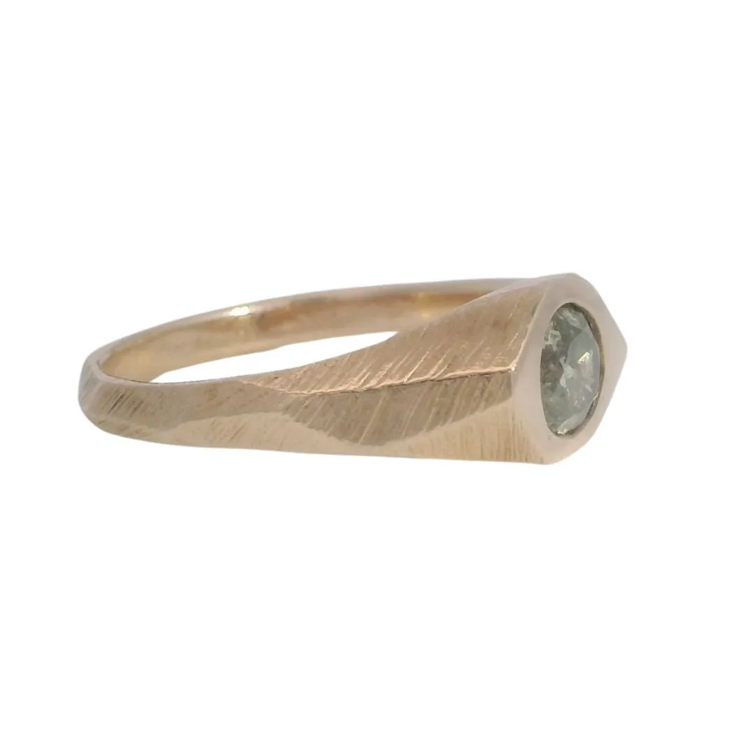 Salt & Pepper Diamond Signet Engagement RIng