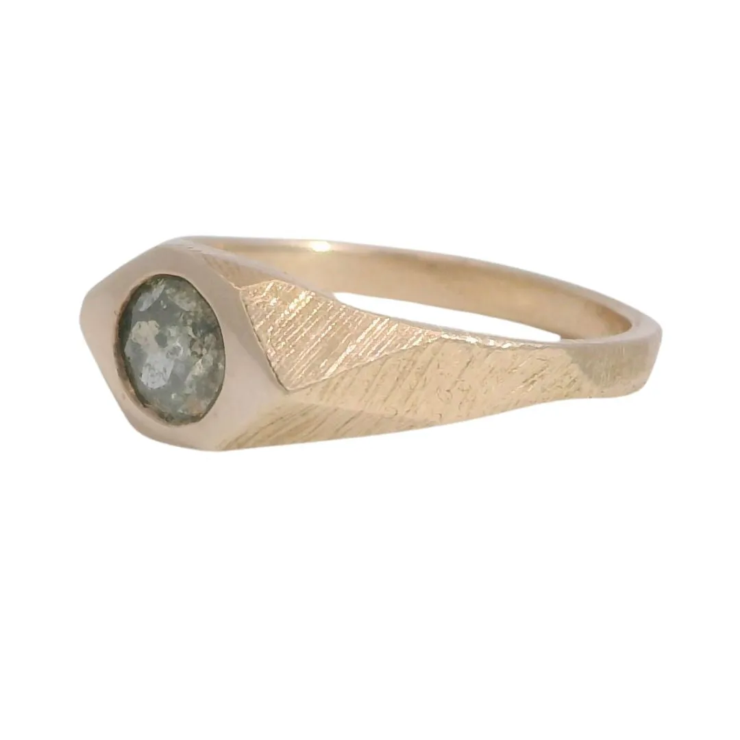 Salt & Pepper Diamond Signet Engagement RIng