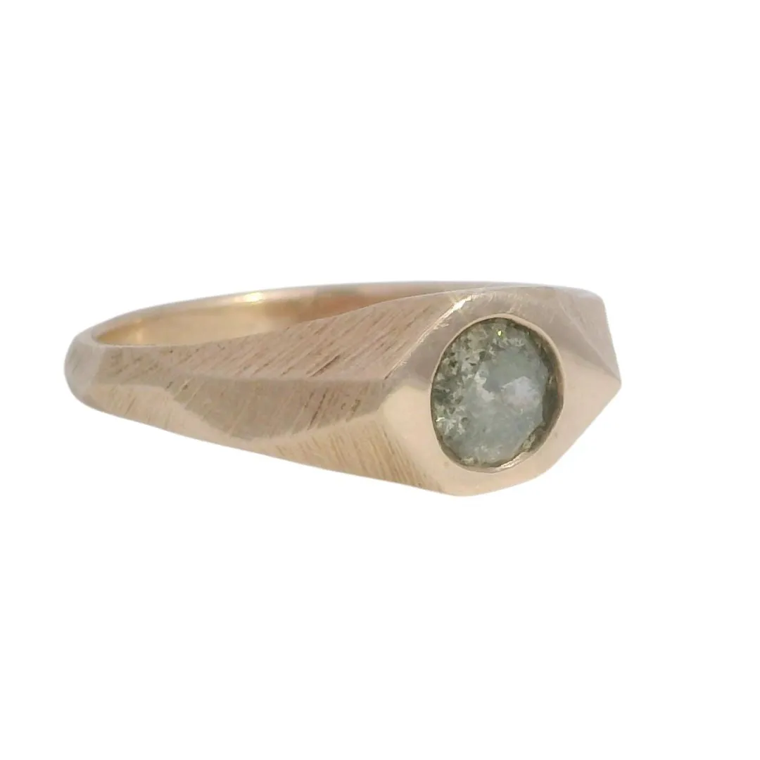 Salt & Pepper Diamond Signet Engagement RIng