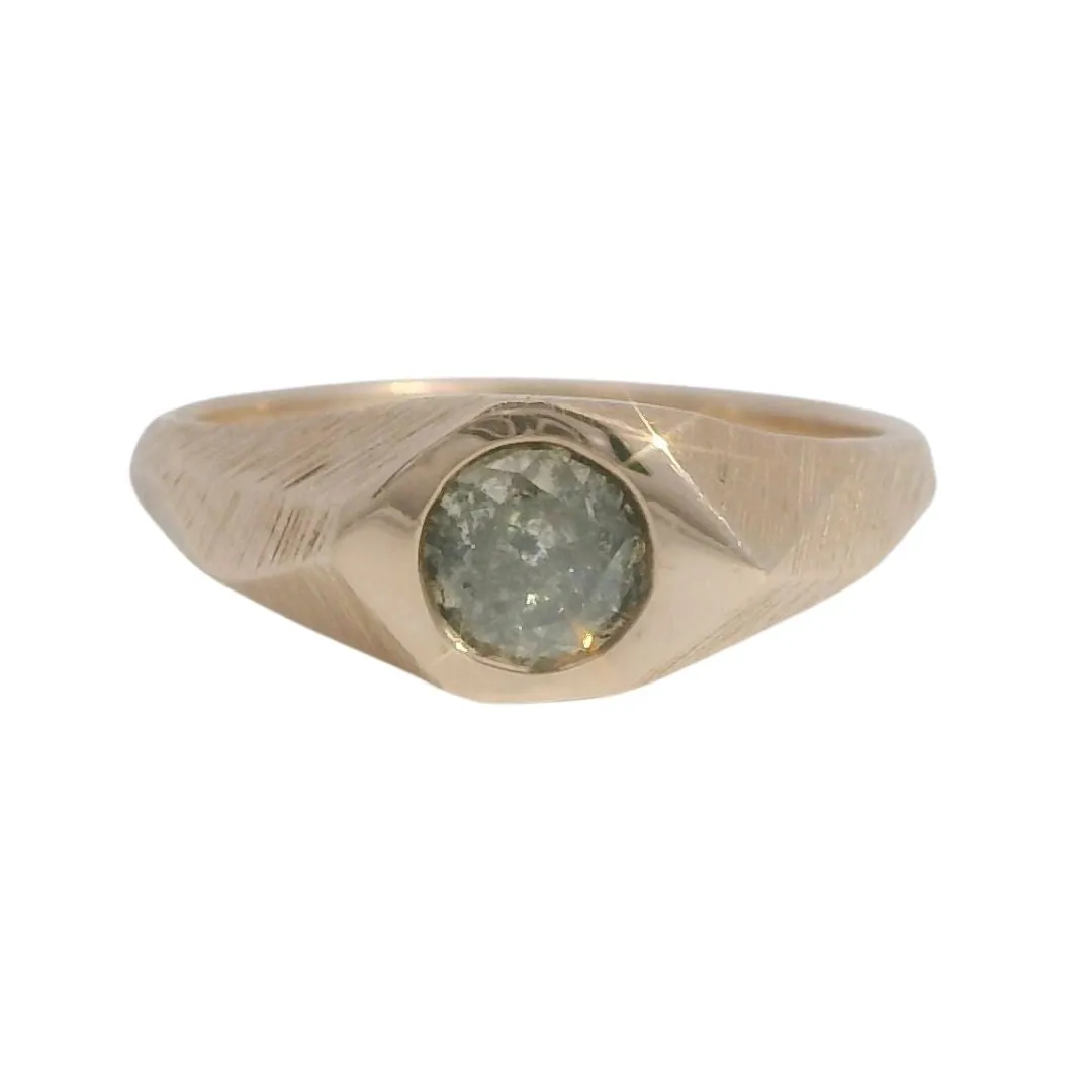 Salt & Pepper Diamond Signet Engagement RIng
