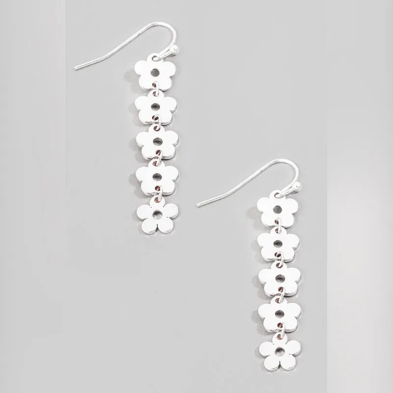 SAVANNA SILVER FLOWER DANGLE EARRINGS