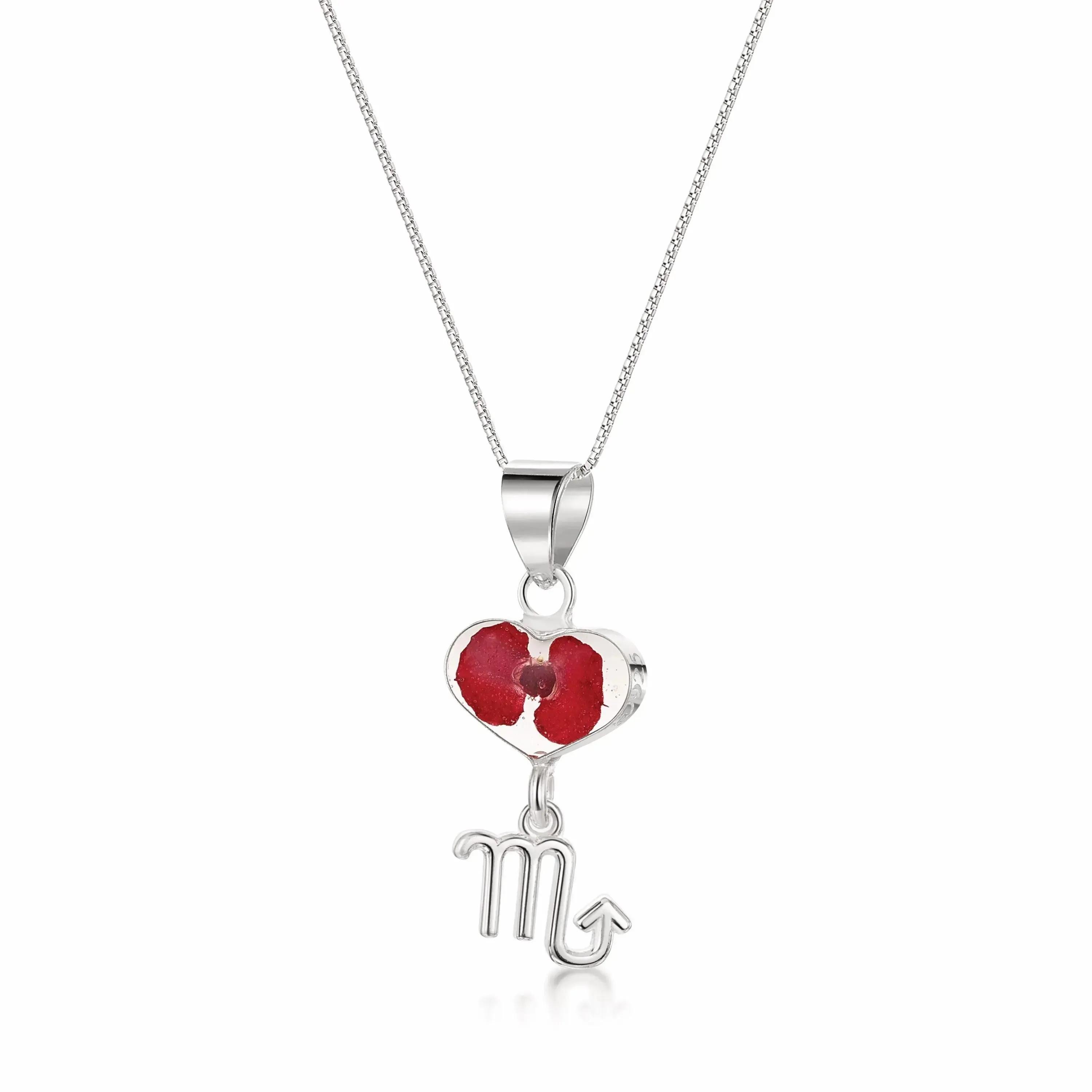 Scorpio Necklace - Sterling silver pendant with real flowers & a zodiac charm.  More Options...