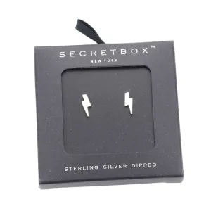 Secret Box Sterling Silver Dipped Lightning Bolt Earrings
