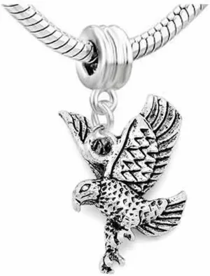 Sexy Sparkles American Eagle Bird Charm Dangle Bead for snake Chain charm Bracelet
