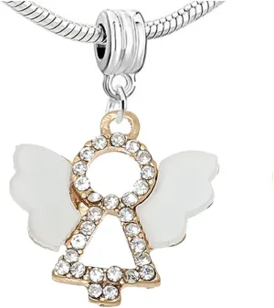 Sexy Sparkles Angel Charm Bead with Rhinestones for Snake Chain Charm Bracelet