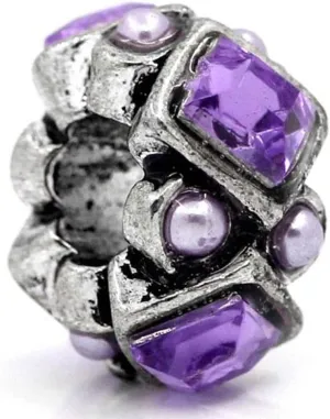Sexy Sparkles European Purple Rhinestones Bead Charm Spacer for Snake Chain Charm Bracelet