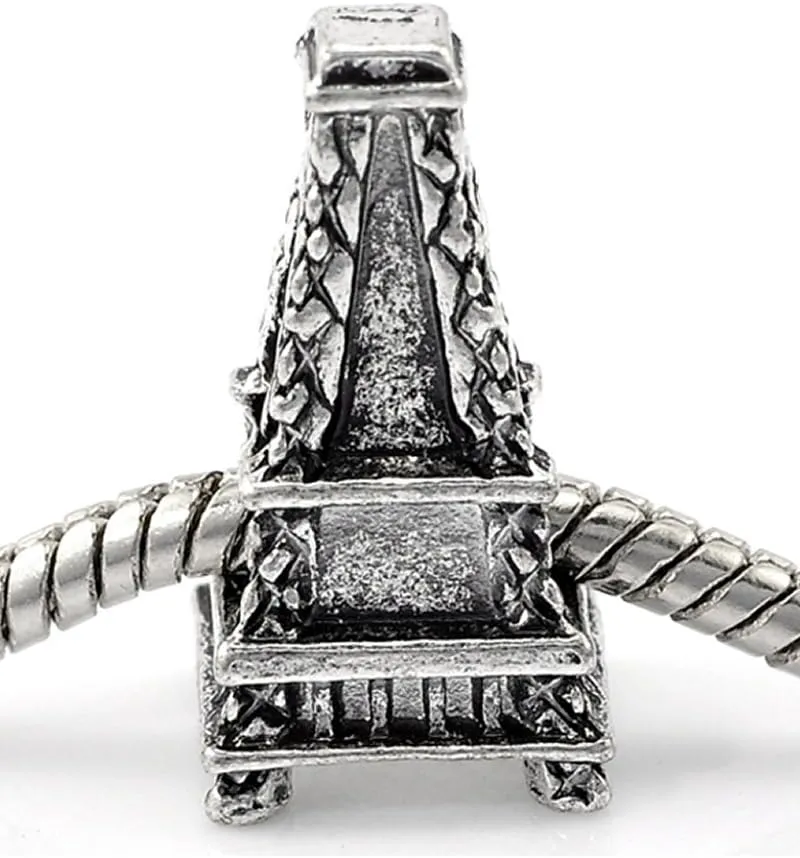 Sexy Sparkles Paris Eiffel Tower Charm Bead for European Snake Chain Charm Bracelet