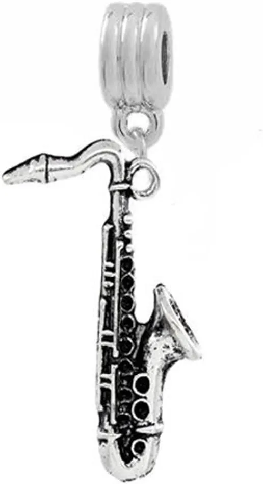 Sexy Sparkles Saxophone Bead for Snake Chain Charm Bracelet