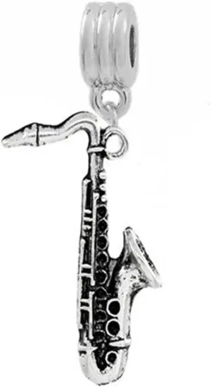 Sexy Sparkles Saxophone Bead for Snake Chain Charm Bracelet