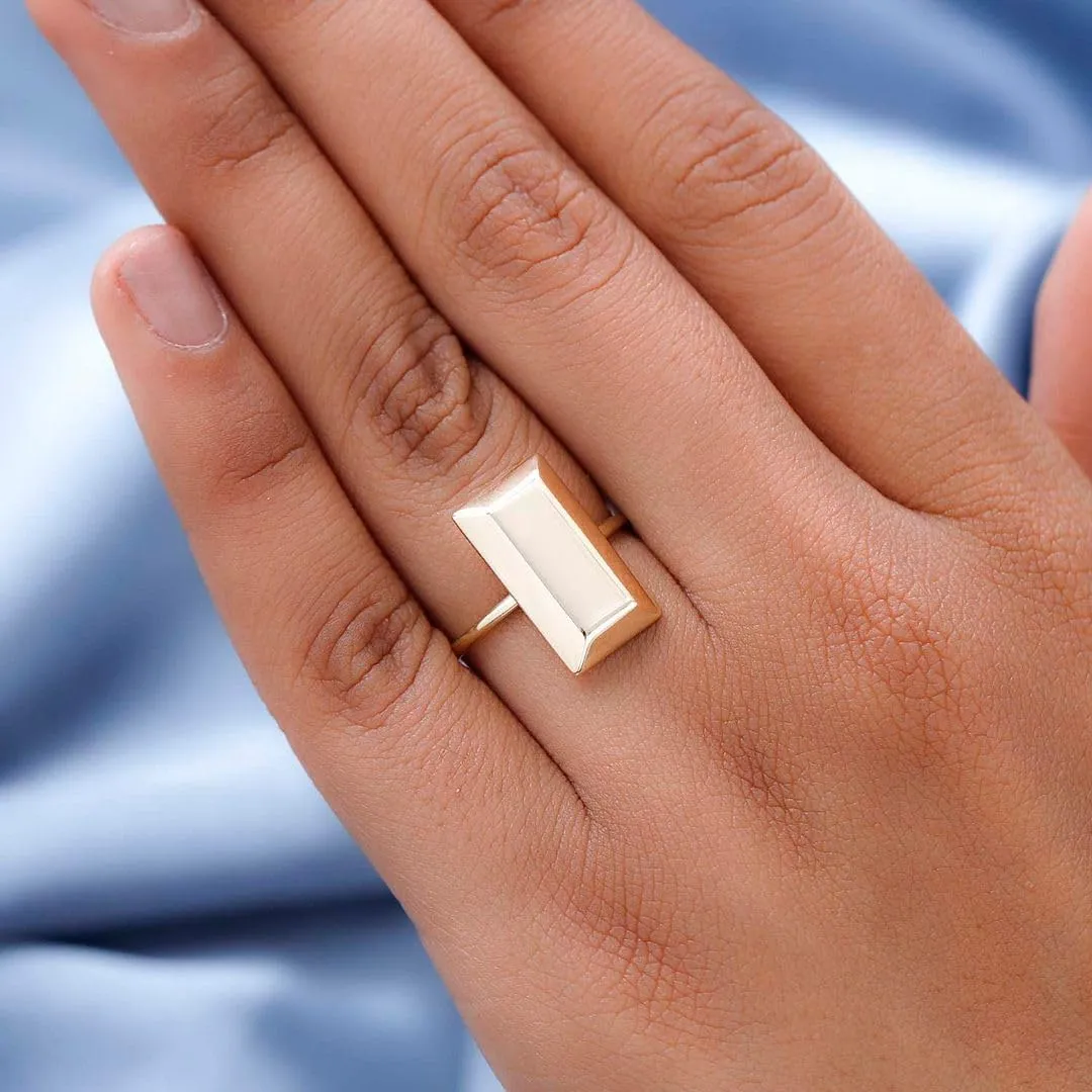 Shop LC LUXURO 10K Yellow Gold Bar Ring - Solid Gold Rings for Women - Wedding Gold Jewelry Birthday Gifts for Women 1.75 Grams