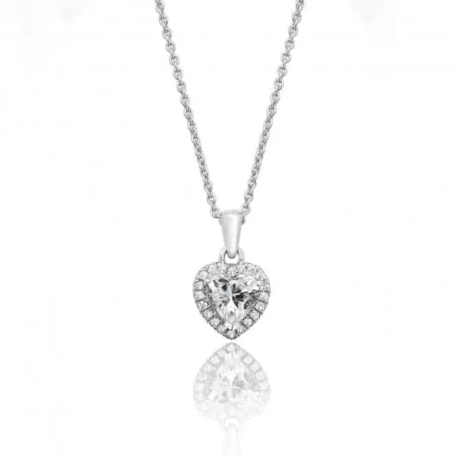 Silver & Co Heart Halo Pendant with Cubic Zirconia Stones - SPG0023CZ
