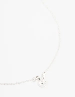 Silver Bunny Ear Pendant Necklace