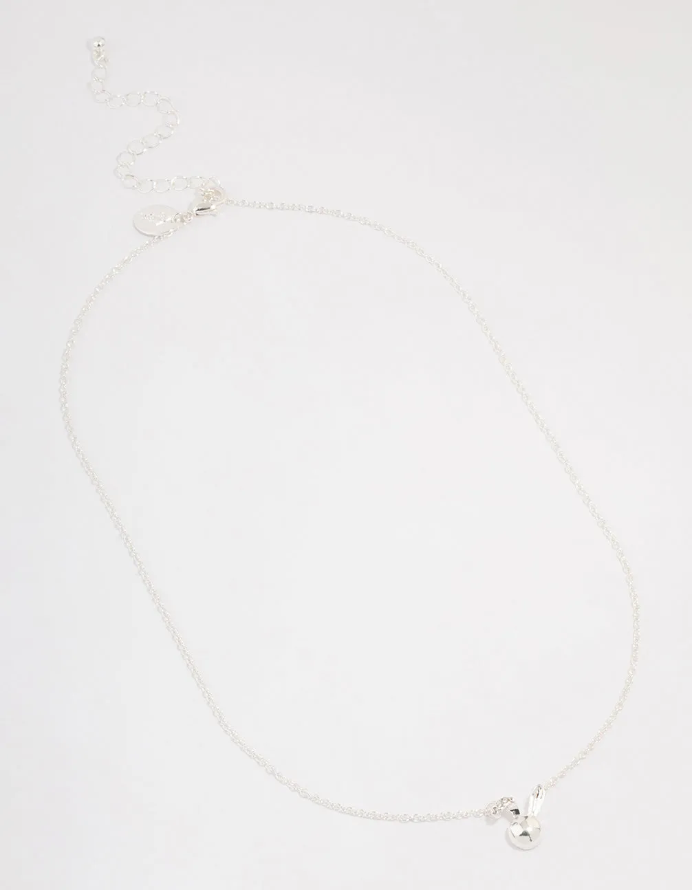 Silver Bunny Ear Pendant Necklace