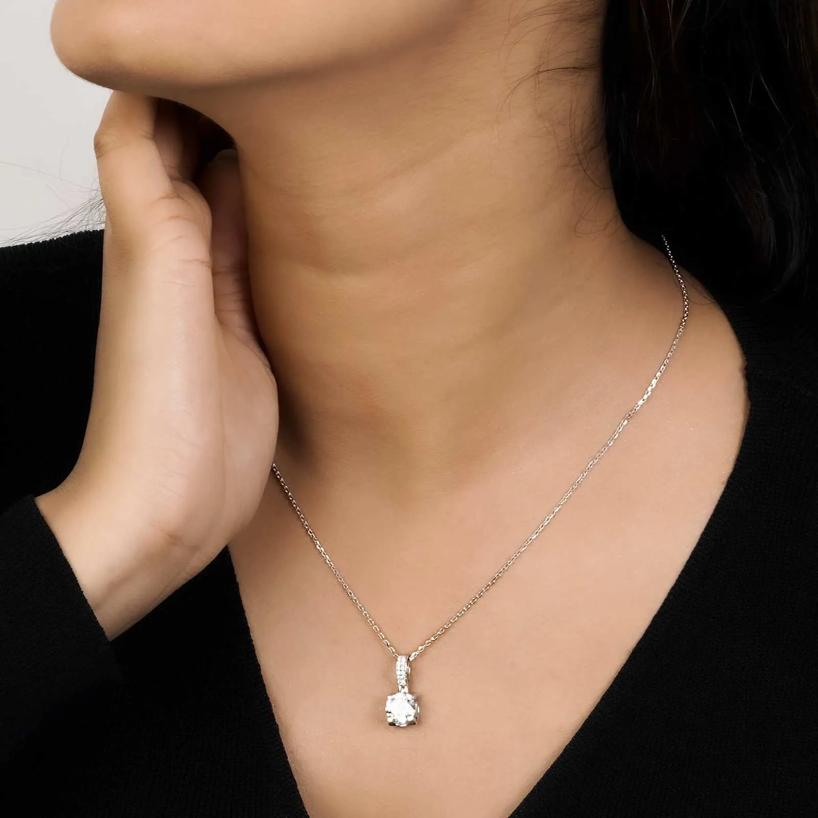 Silver Classic Pendant For Women's