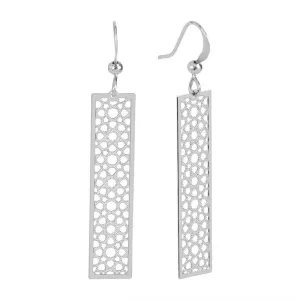 Silver Filigree Bar Dangle Earrings