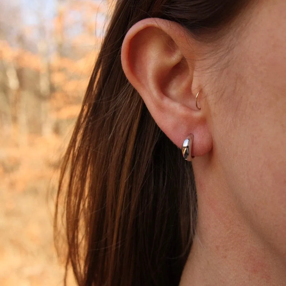 Silver Luxe Huggie Hoop Earrings