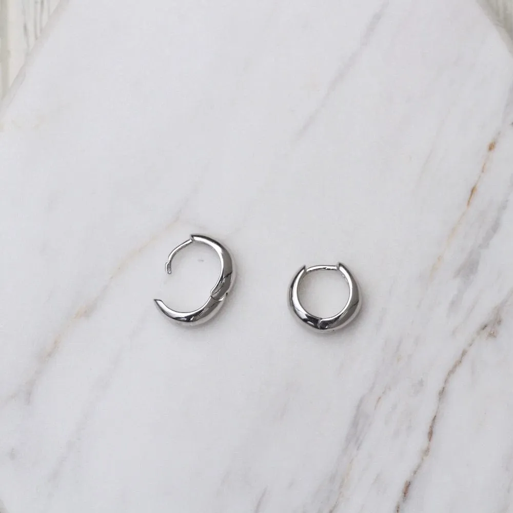Silver Luxe Huggie Hoop Earrings