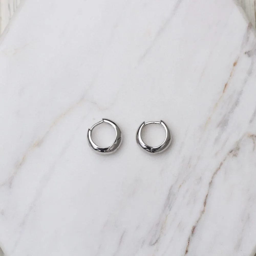 Silver Luxe Huggie Hoop Earrings