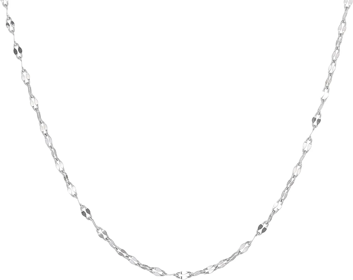 Silver necklace for women, Sterling Silver necklaces, Silver Plated Herringbone Box Curb Adjustable Link Chain Necklaces for Women Gift