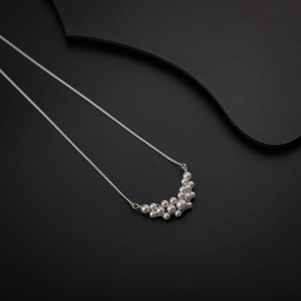 Silver Necklace with Beaded Pearls