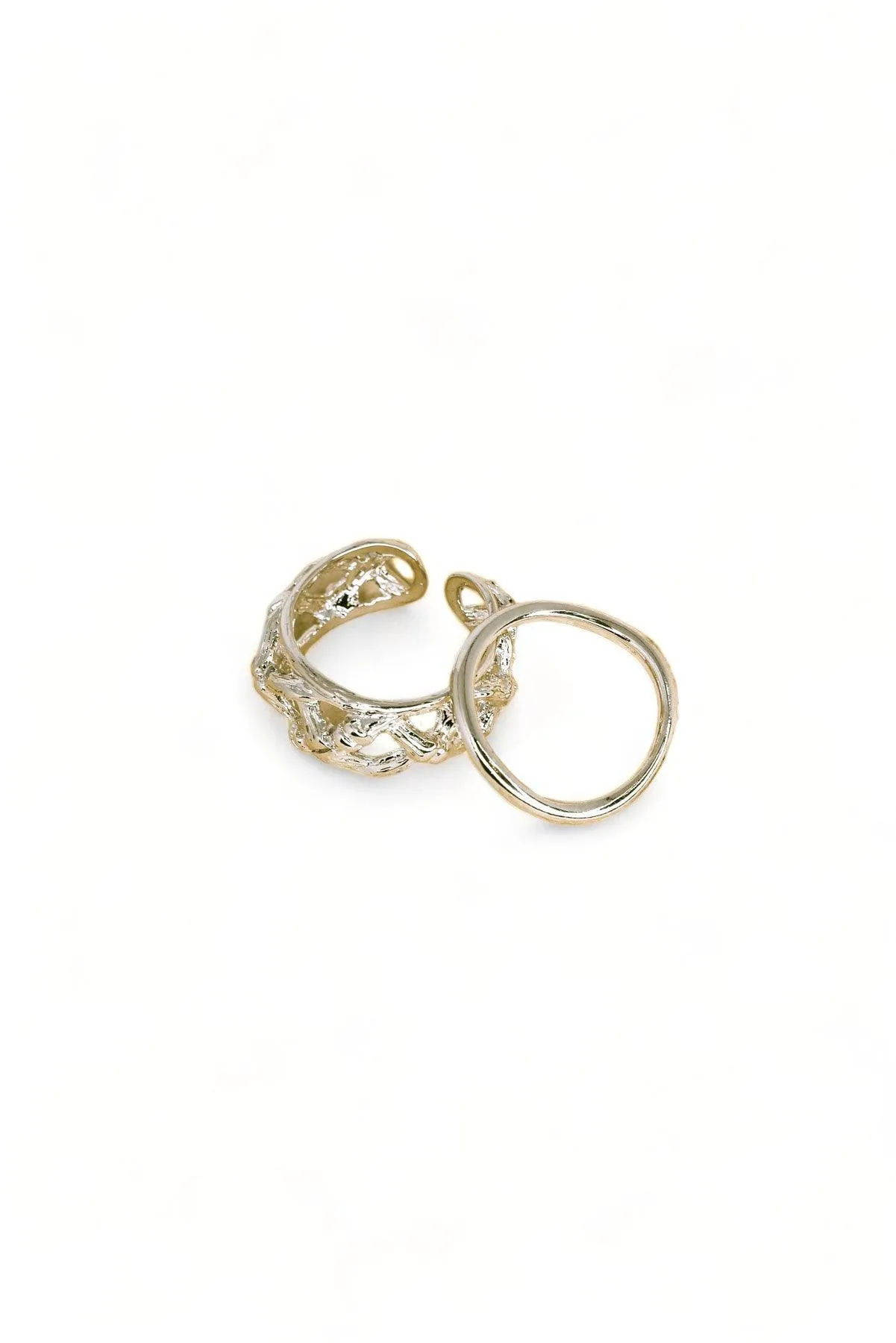Silver Nest Texture Two Piece Ring Set