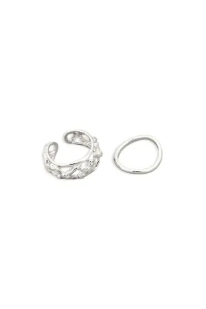 Silver Nest Texture Two Piece Ring Set