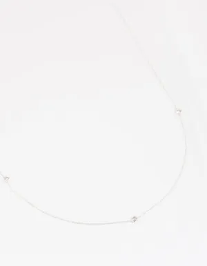 Silver Plated Brass  Cubic Zirconia Fine Necklace