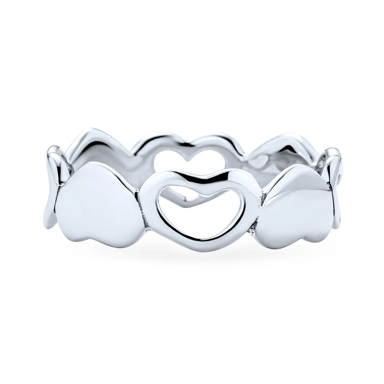 Silver Ring: BFF Friendship Open Heart Eternity Band Promise Ring in Sterling