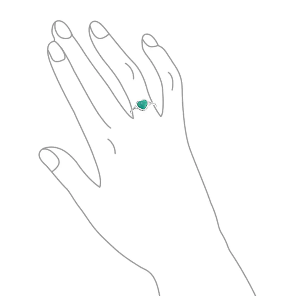 Silver Ring with Blue Stabilized Turquoise Heart Sterling December Birthstone