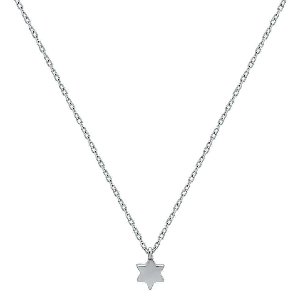 Silver Star of David Necklace | Silver Box Chain