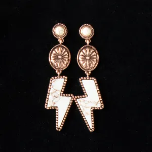 'Silver Strike' White Lightning Bolt Dangle Earrings