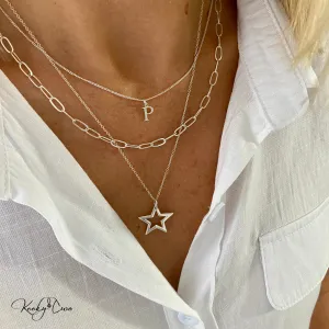 Silver Trio Initial Necklace Layering Set