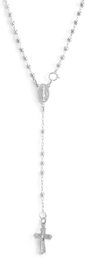 Silverly 925 Solid Silver Rosary Beads Catholic Jewellery 44 cm - Virgin Mary Crucifix Beaded Necklaces - Sterling Silver Chain Cross Necklace Men - Christian Gifts for Women - Gothic Accessories