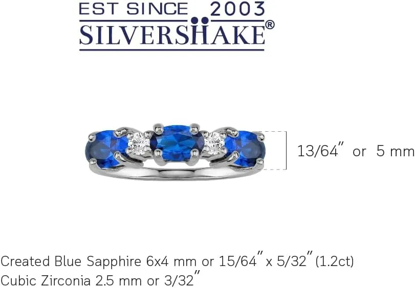 Silvershake 3 Stone White Gold Plated 925 Sterling Silver Ring