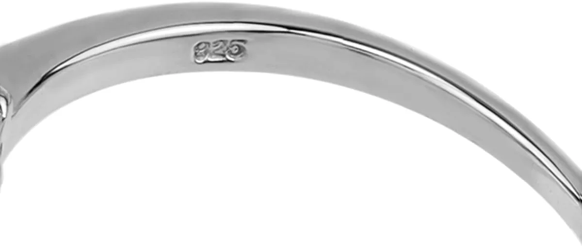 Silvershake 3 Stone White Gold Plated 925 Sterling Silver Ring