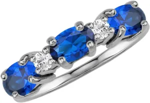 Silvershake 3 Stone White Gold Plated 925 Sterling Silver Ring