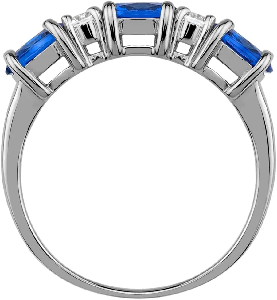 Silvershake 3 Stone White Gold Plated 925 Sterling Silver Ring