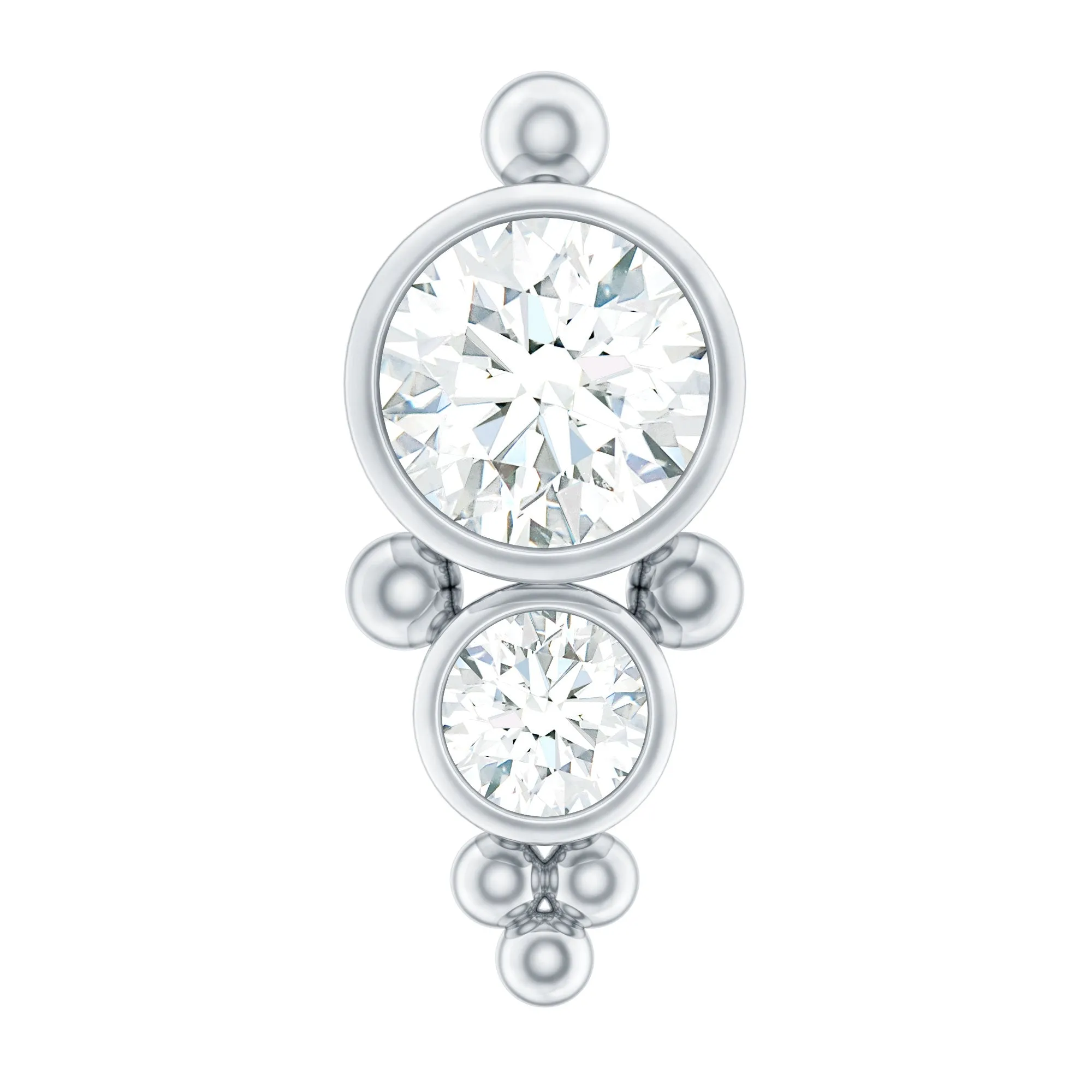 Simple Bezel Set Moissanite Two Stone Tragus Earring