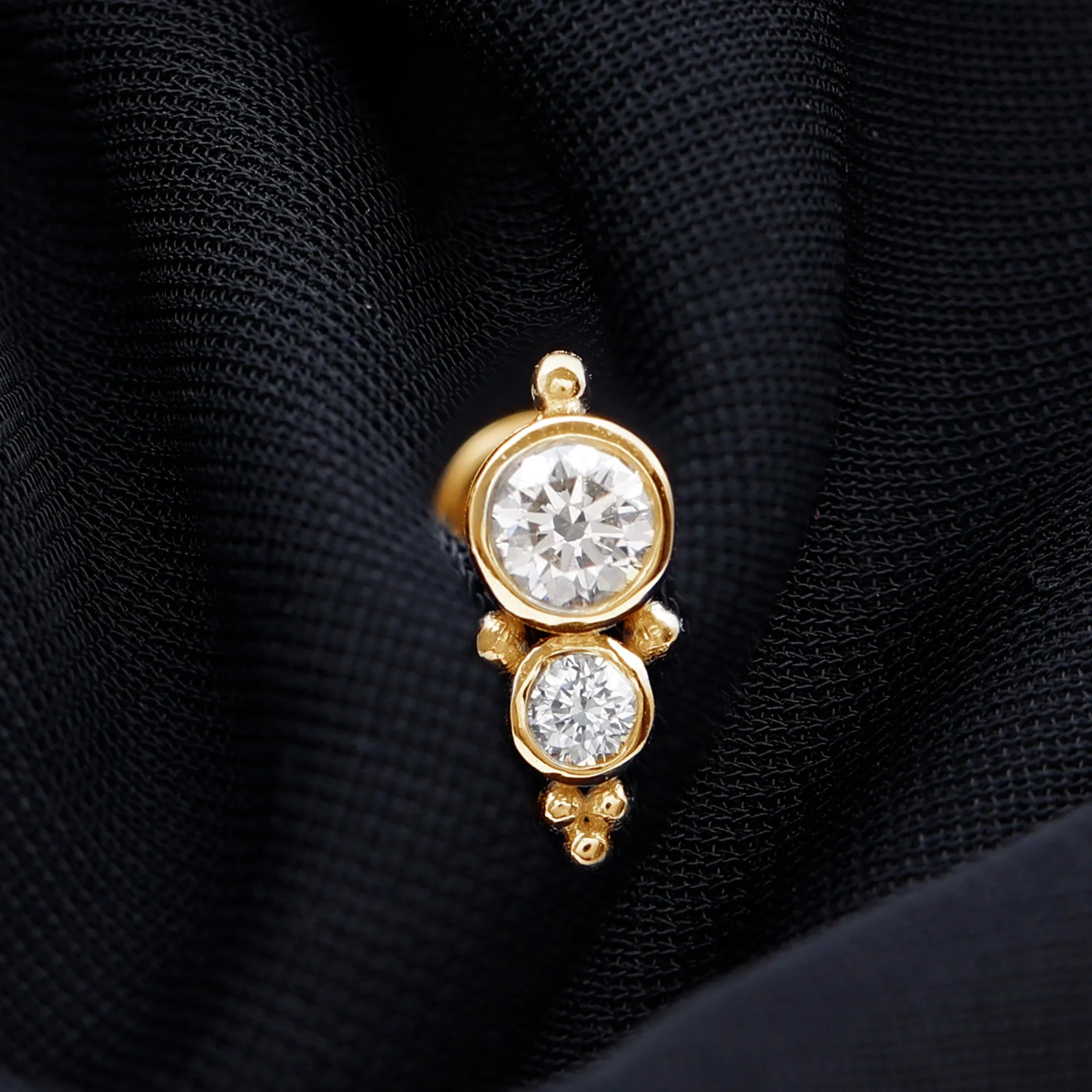 Simple Bezel Set Moissanite Two Stone Tragus Earring
